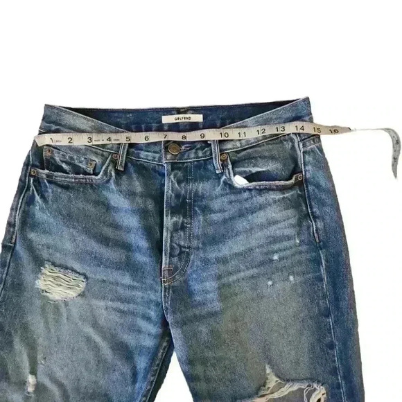 GRLFRND Womens Medium Wash High Rise Distressed Designer Straight Crop Jean 28 - Picture 11 of 13